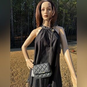 Alyssa Nicole Black and Gold Mini Quilted Bag